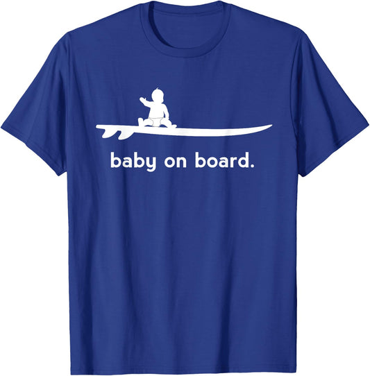 Baby on Surfboard Board Surfer Baby T-Shirt - T-Shirt | Royal