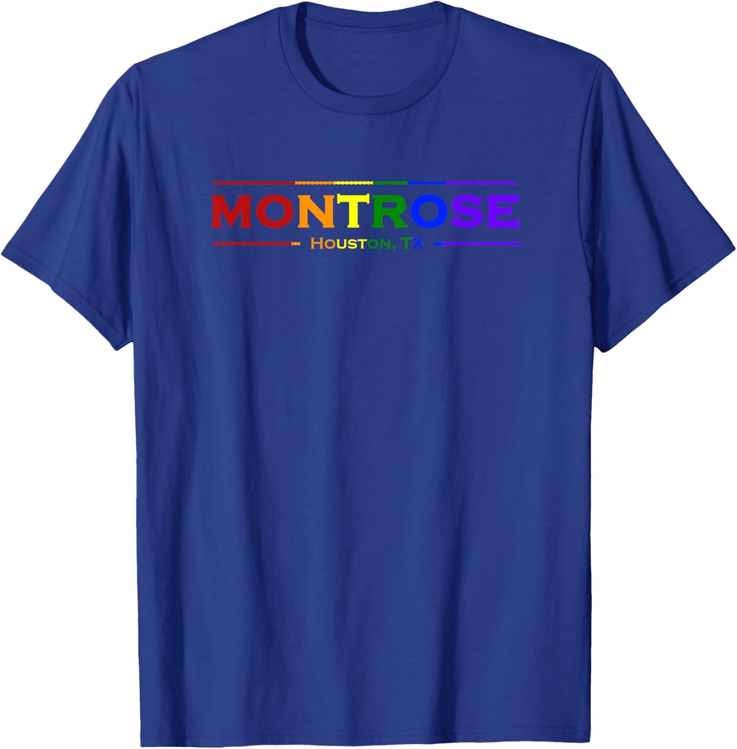 "MONTROSE Houston, TX" Rainbow Pride T-Shirt - T-Shirt | Royal