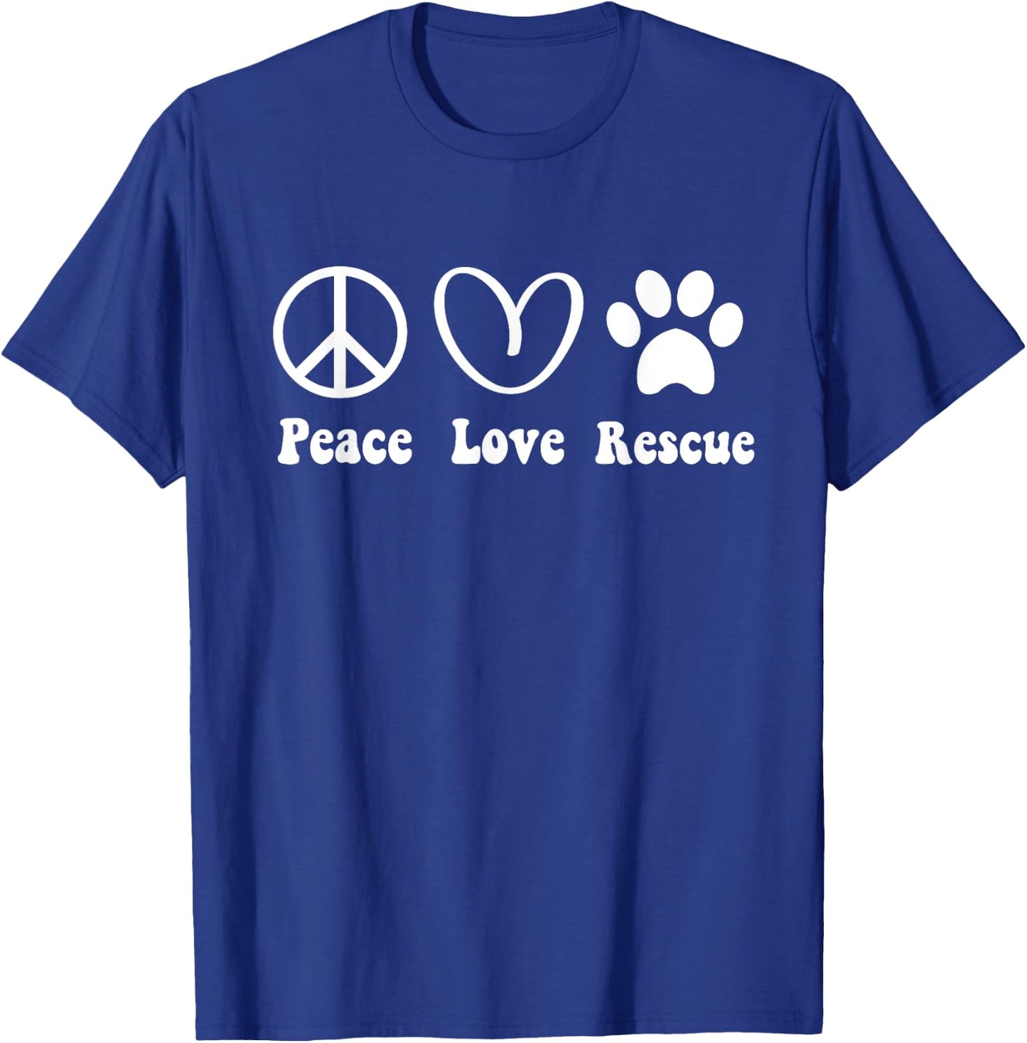 Animal Rescue Gifts Men Women Kids Peace Love Adopt Dog Cat T-Shirt - T-Shirt | Royal