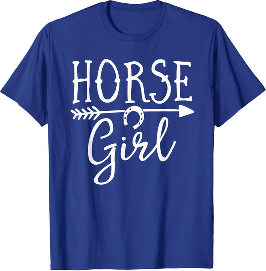 Horse Girl Equestrian Riding Rider Show Farm Barn Horseshoe T-Shirt - T-Shirt | Royal
