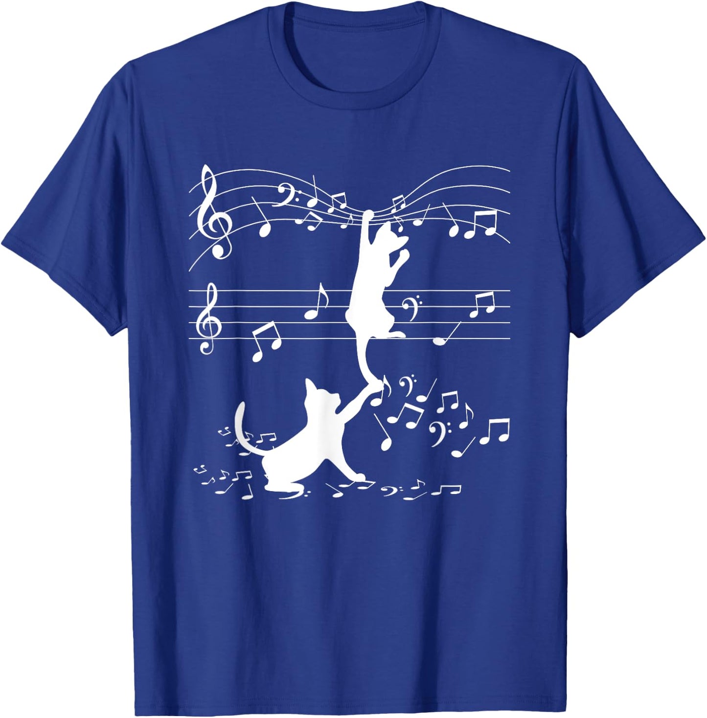 Black Cats Playing With Music Note Cat Lover Design Women T-Shirt - T-Shirt | Royal