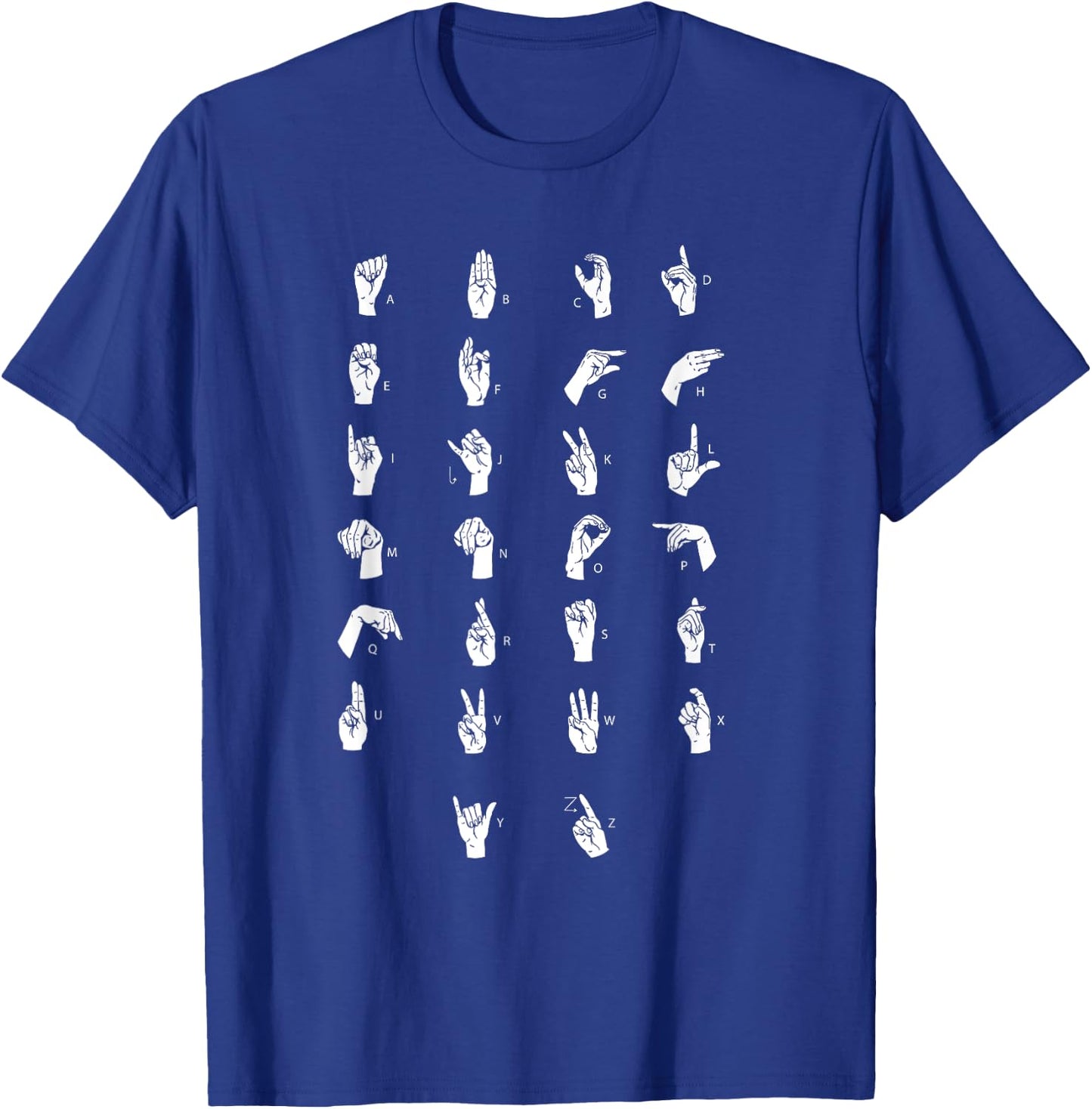 ASL Full Alphabet Shirt American Sign T shirt T-Shirt - T-Shirt | Royal
