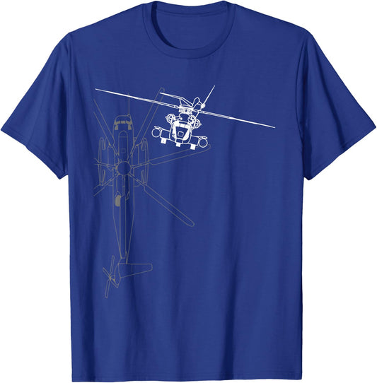CH-53 Super Stallion Helicopter Line Art T-Shirt - T-Shirt | Royal