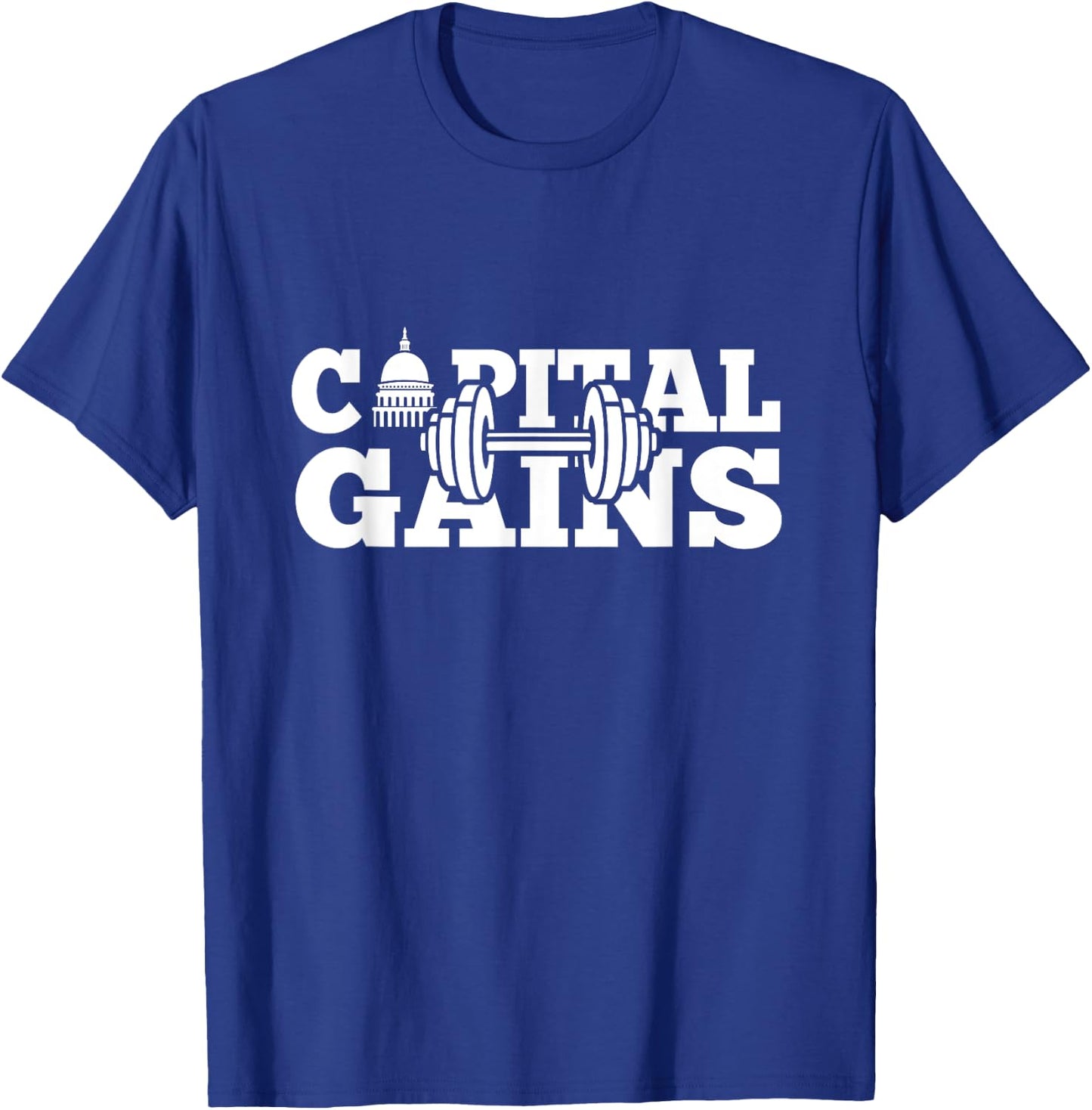 Funny Capital Gains Washington DC Fitness weightlifting T-Shirt - T-Shirt | Royal
