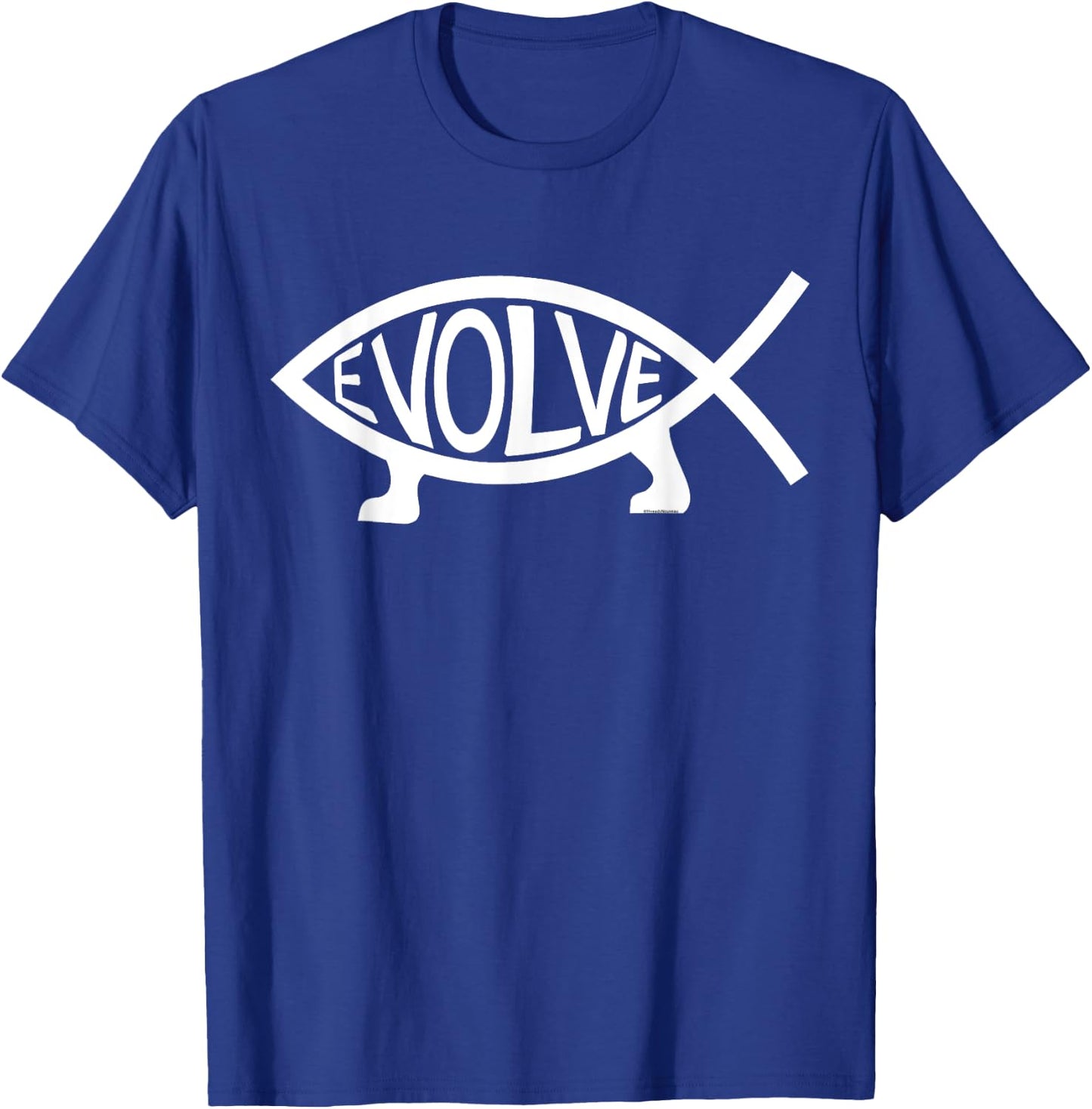 Evolve Atheist Fish Symbol T-Shirt - T-Shirt | Royal