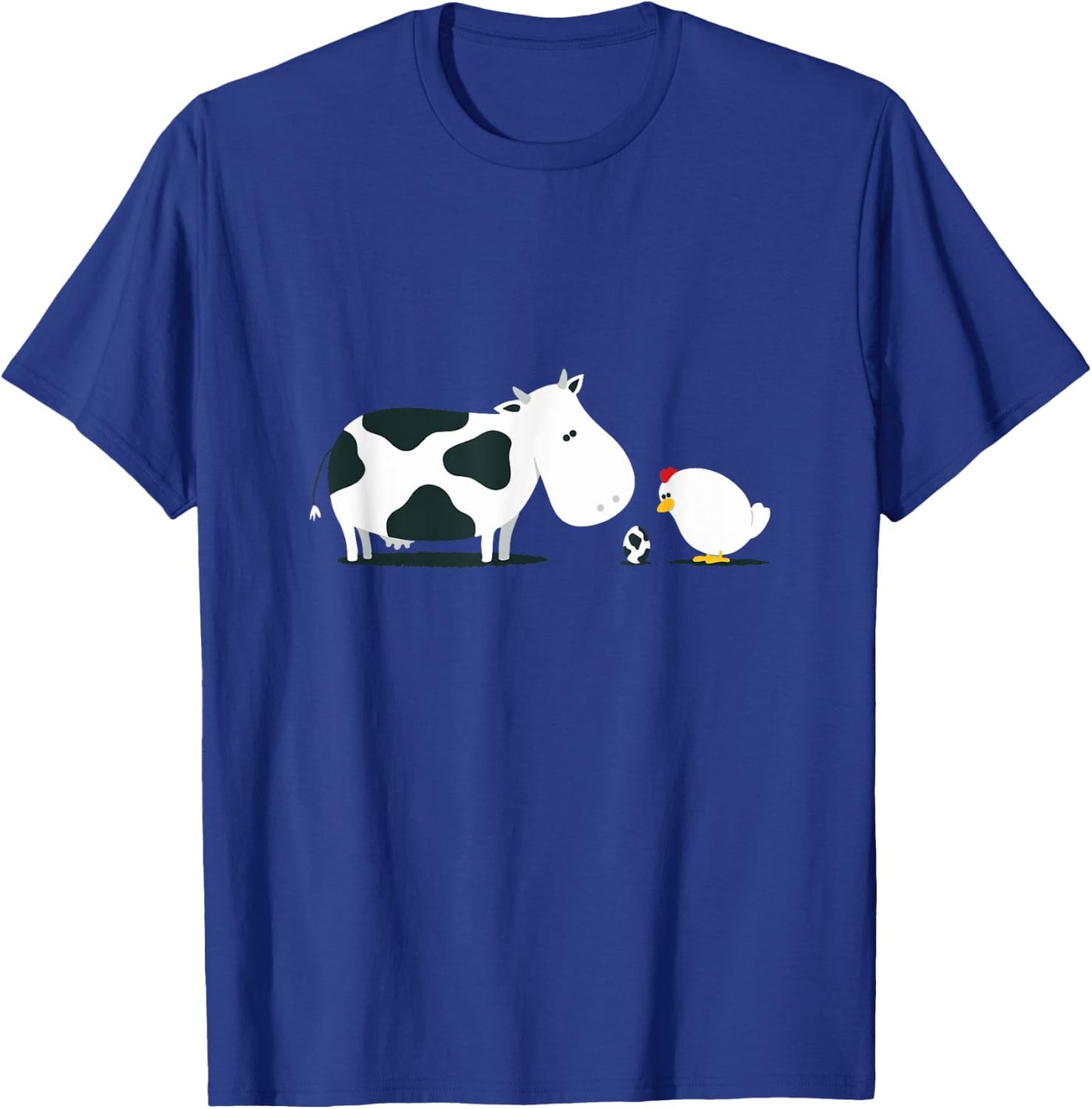 Funny and cute Cow with Chicken Cartoon with egg T-Shirt - T-Shirt | Royal