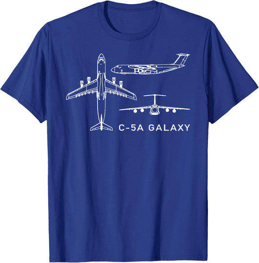 C-5 Galaxy Military Transport Plane Airplane T-Shirt - T-Shirt | Royal