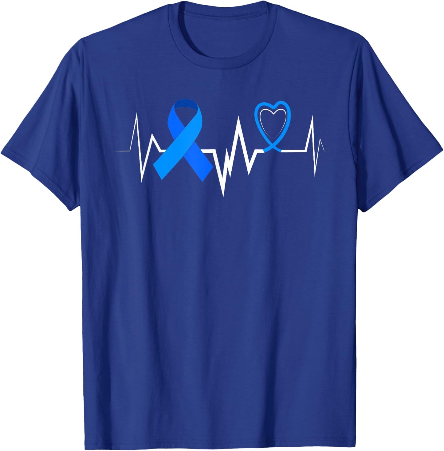 Heartbeat Colorectal Ribbon Colon Cancer Awareness Shirt T-Shirt - T-Shirt | Royal