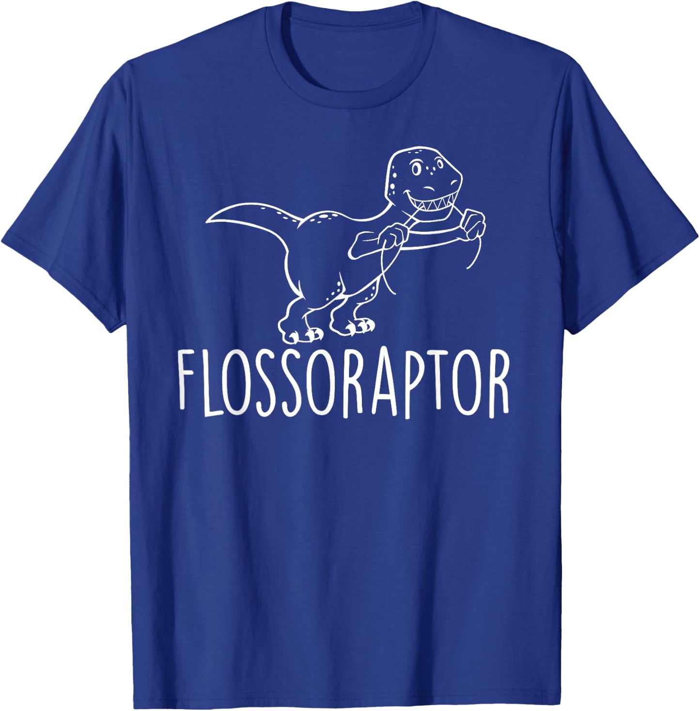 Flossoraptor Flossing Cute Dinosaur Dental Babe T Shirt T-Shirt - T-Shirt | Royal