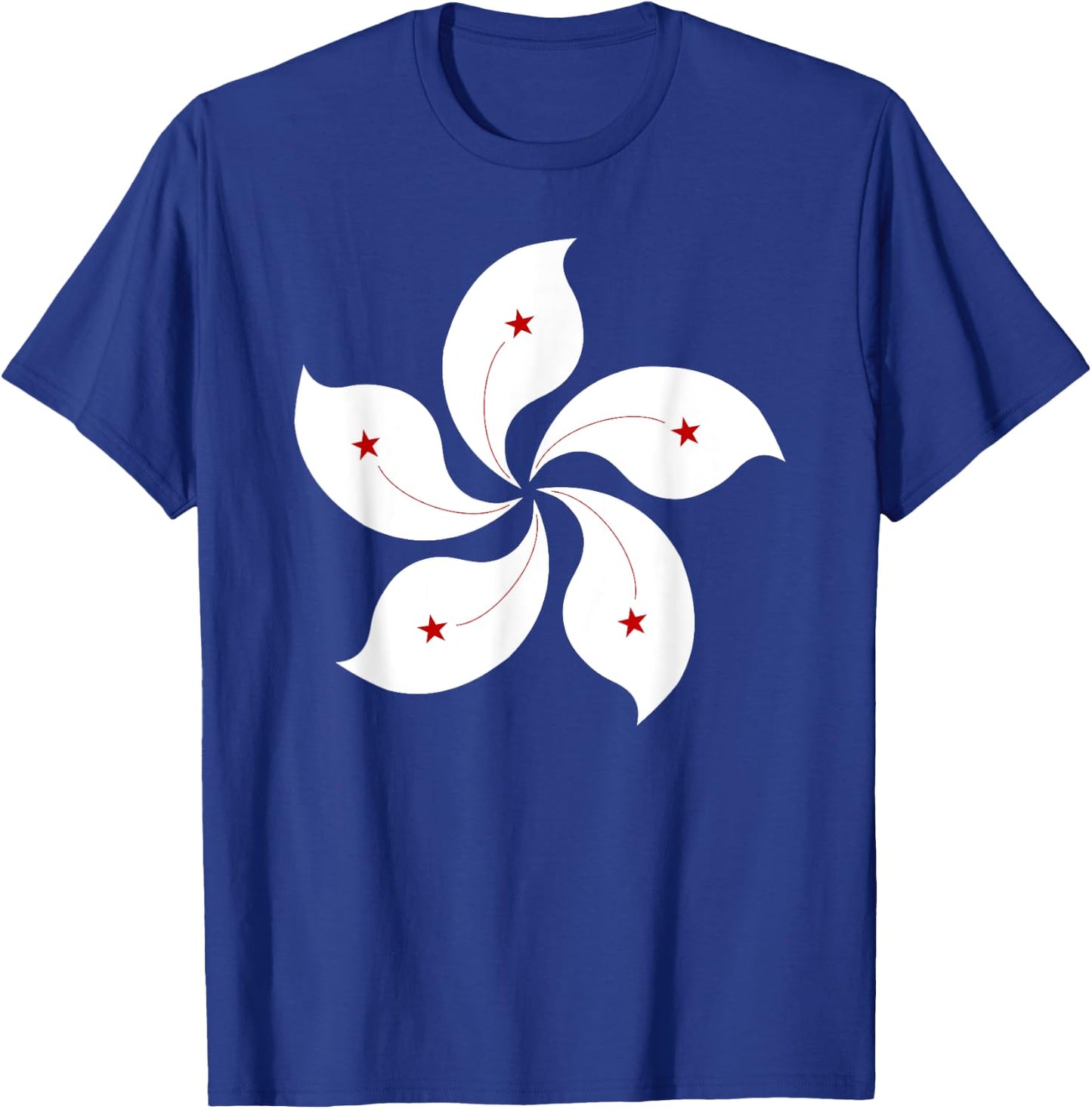 Hong Kong Flag Five Petal Orchid Flower Graphic Men Women T-Shirt - T-Shirt | Royal