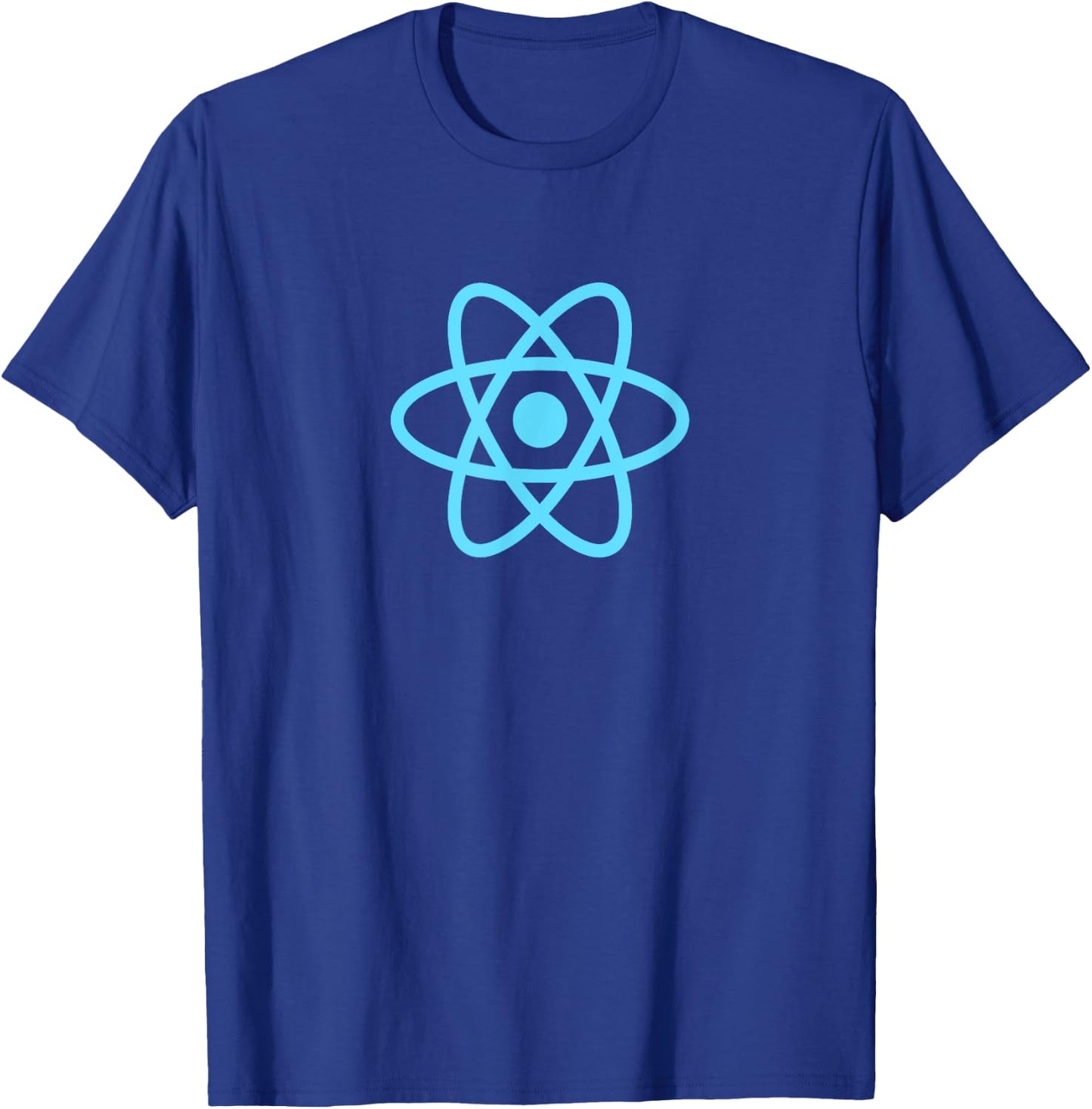 ReactJS Official Logo JavaScript Framework - Men's Adult Black Small Classic Fit Short Sleeve Collarless T-Shirt - T-Shirt | Royal