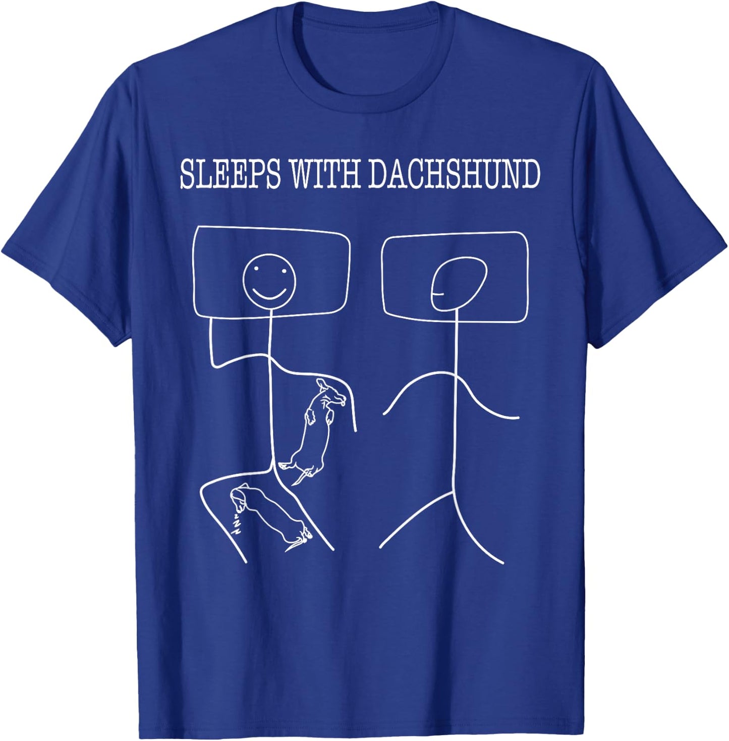 Sleeps With Dachshund - Stick Figure T-Shirt - T-Shirt | Royal