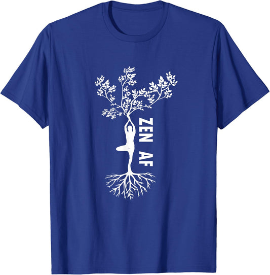 Zen AF Human Tree Cute Funny Yoga Meditation Gift T-Shirt - T-Shirt | Royal