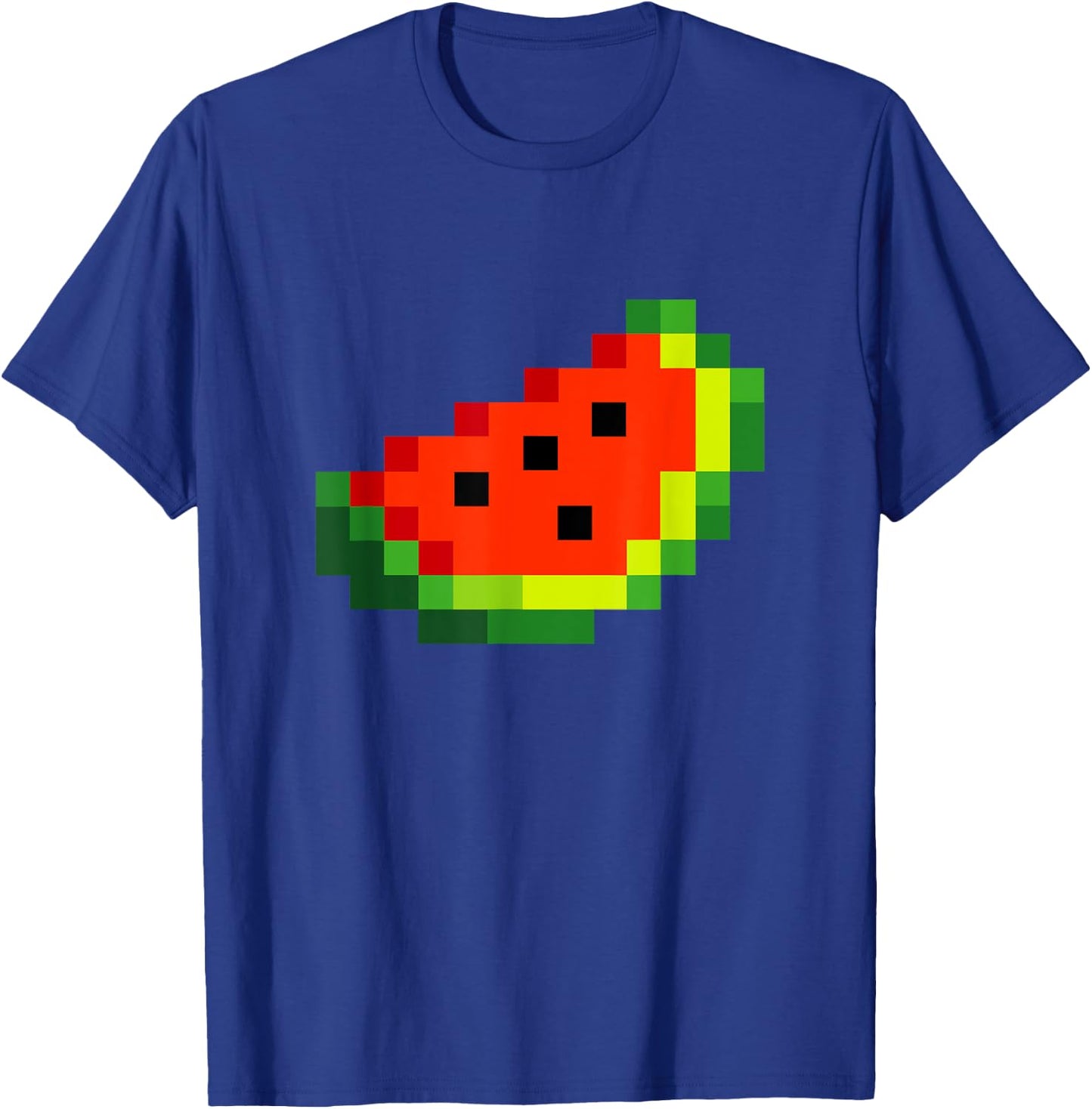 Funny Pixel Watermelon - Retro 8-Bit Arcade Gamer Fruit T-Shirt - T-Shirt | Royal