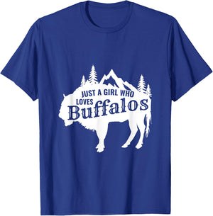 Just a Girl Who Loves Buffalo Animal Funny Gift T-Shirt - T-Shirt | Royal