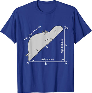 cute Hippopotamus Math,Funny Hypotenuse vs Hippopotamus T-Shirt - T-Shirt | Royal