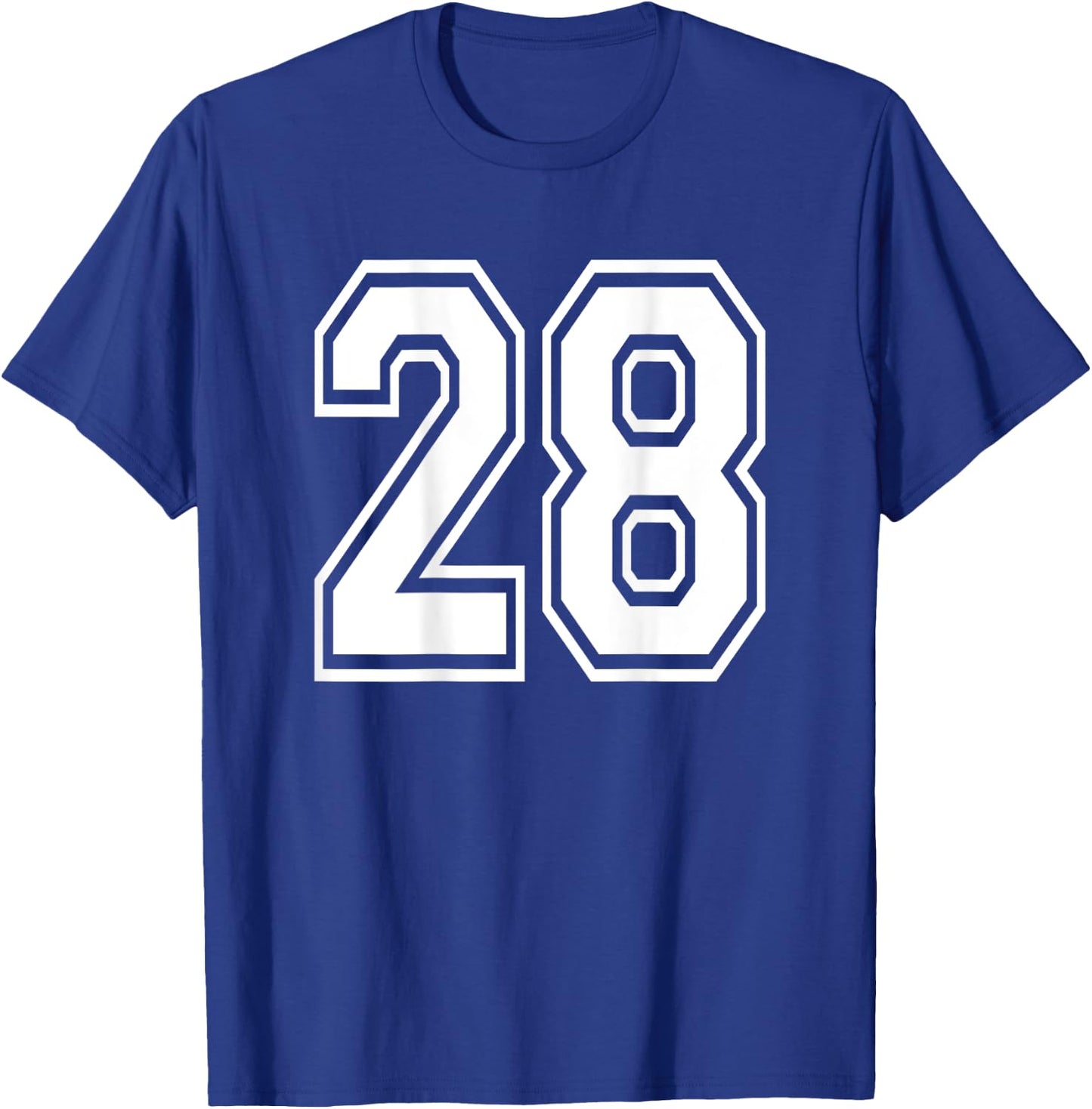 Number 28 Sports Player Number BACK Of Shirt Only T-Shirt - T-Shirt | Royal