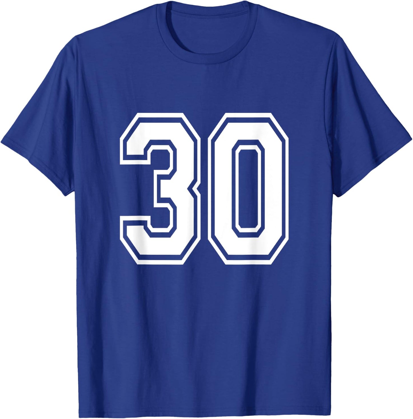 Number 30 Birthday Varsity Sports Team Jersey T-Shirt - T-Shirt | Royal
