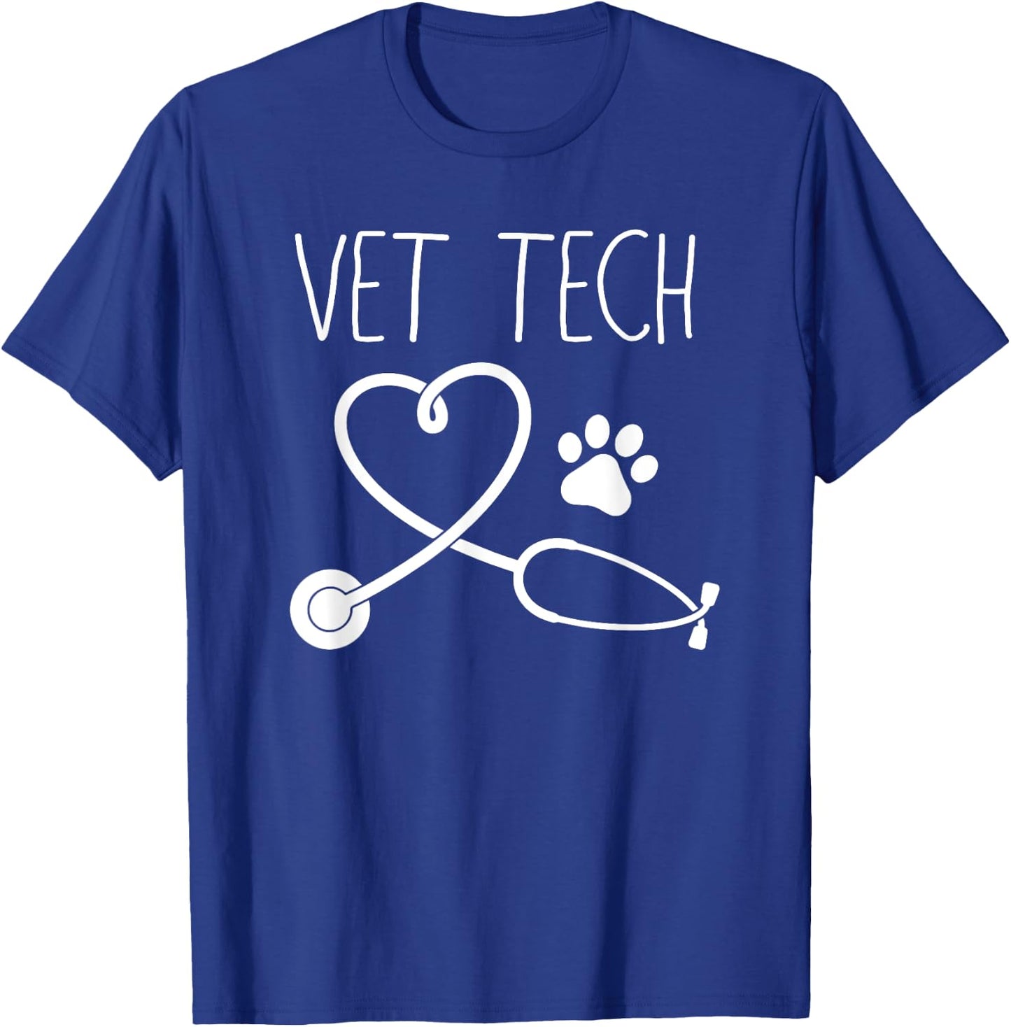 VET TECH LOVE , Animal Love Care Paw Print Gift T-Shirt - T-Shirt | Royal