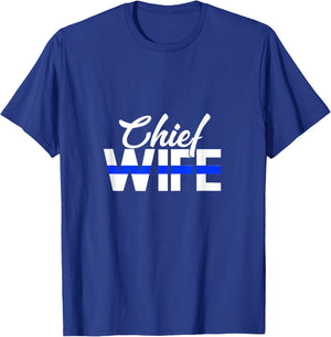 Police Chief Wife Funny Cop Officer Thin Blue Line T-Shirt - T-Shirt | Royal