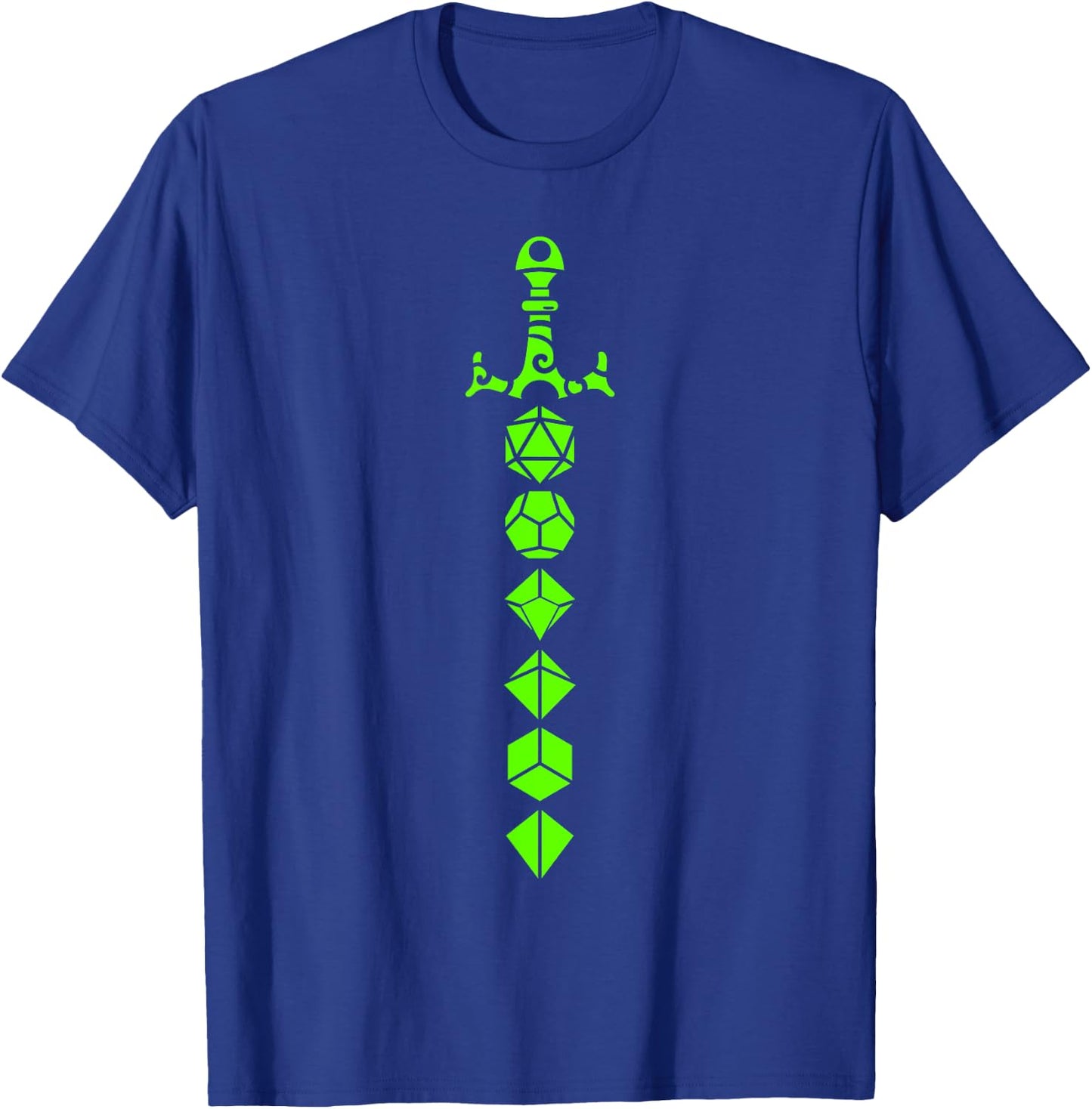 Nerdy Polyhedral Dice Set Sword Geeky Minimalist D20 T-Shirt - T-Shirt | Royal