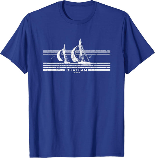 Chatham MA Sailboat Vintage 70s T-Shirt - T-Shirt | Royal
