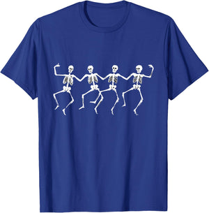 Dancing Skeletons - Spooky Funny Halloween Party Graphic T-Shirt - T-Shirt | Royal