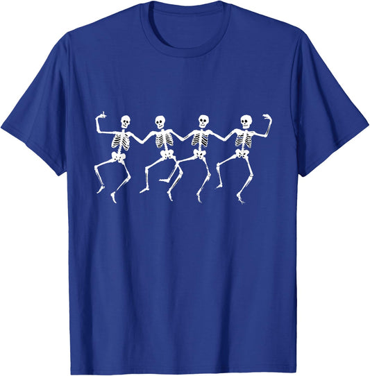 Dancing Skeletons - Spooky Funny Halloween Party Graphic T-Shirt - T-Shirt | Royal