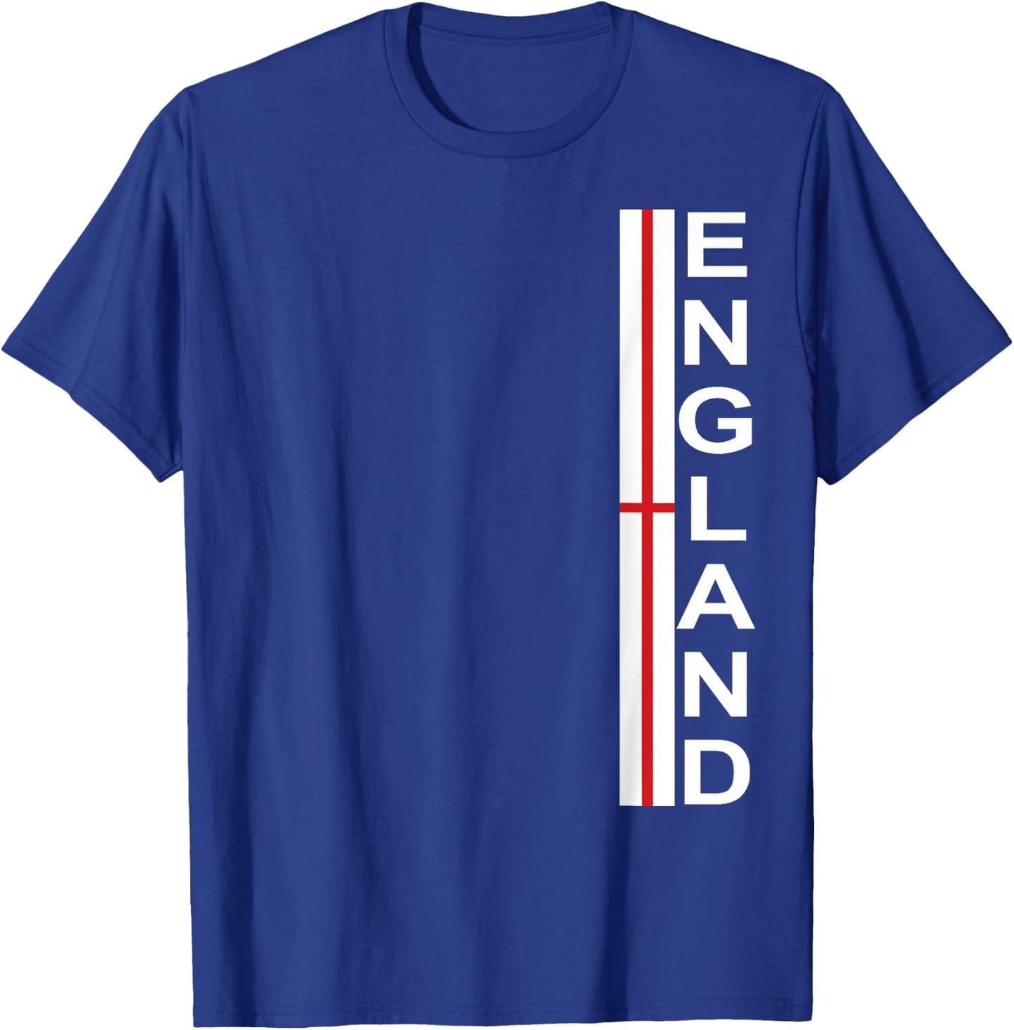 England Vertical Text and English Flag T-Shirt - T-Shirt | Royal