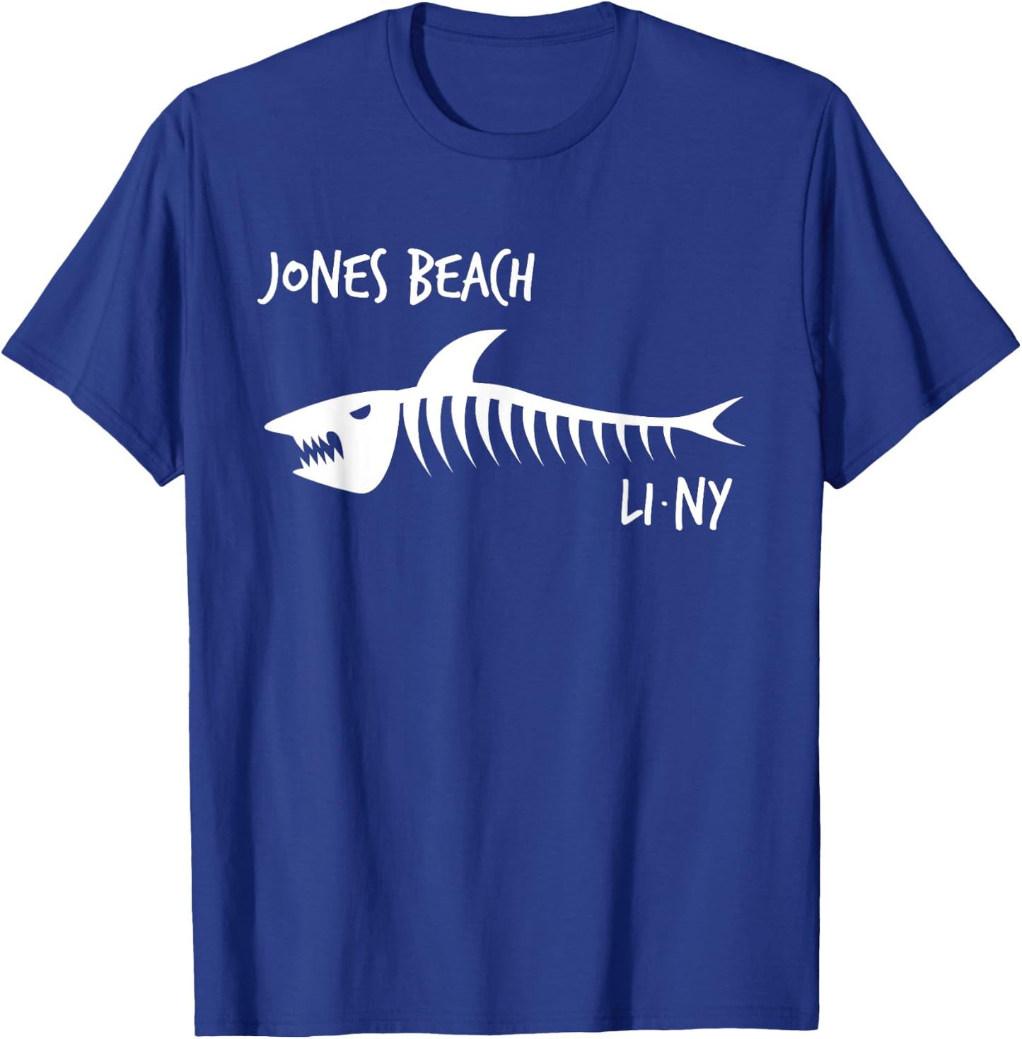 Jones Beach LI NY Shark Skeleton White Print Women Kids T-Shirt - T-Shirt | Royal