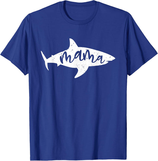 Mama Shark Cute Mom Fin Ocean Women Mother T-Shirt - T-Shirt | Royal