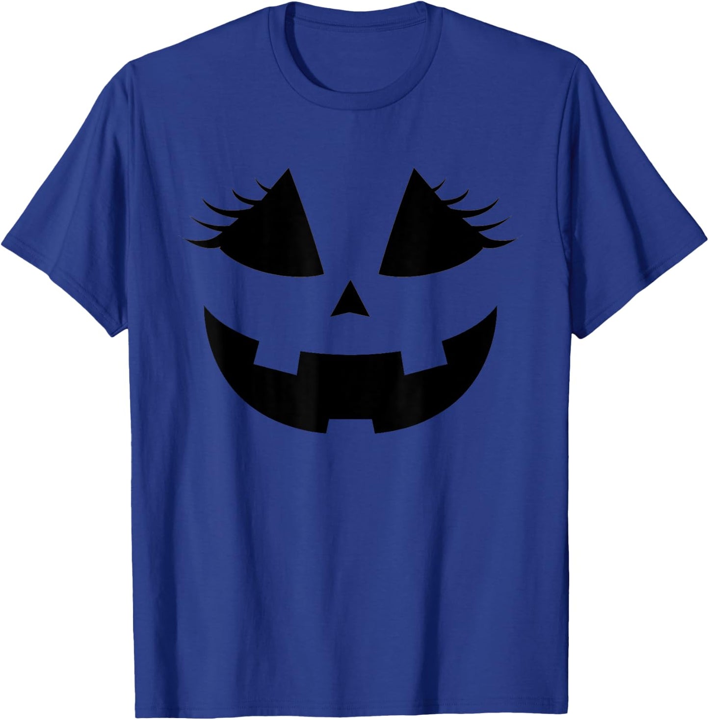 funny jack-o-lantern eyelashes pumpkin face orange Halloween T-Shirt - T-Shirt | Royal