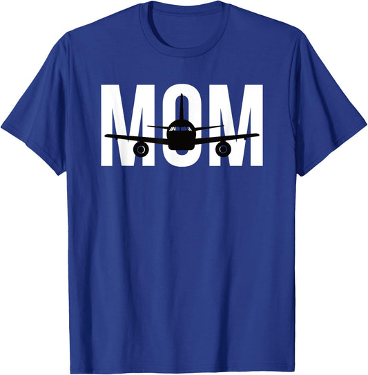 Funny Airplane Pilot Mom Shirt Aviation Lover Gift Mom Pilot T-Shirt - T-Shirt | Royal