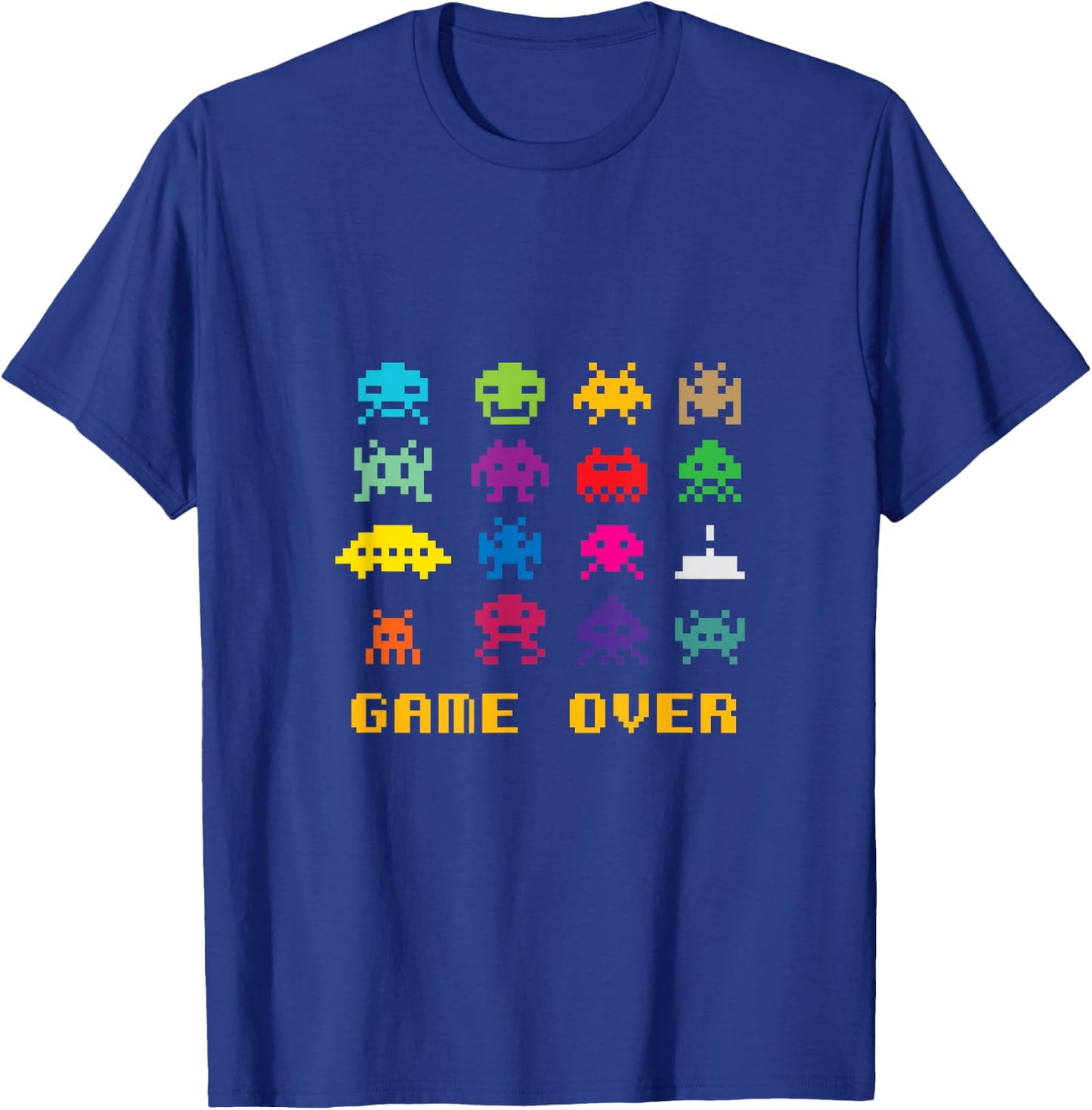 Game Over Retro Alien Invaders 80s 8-bit Video Game T-Shirt - T-Shirt | Royal
