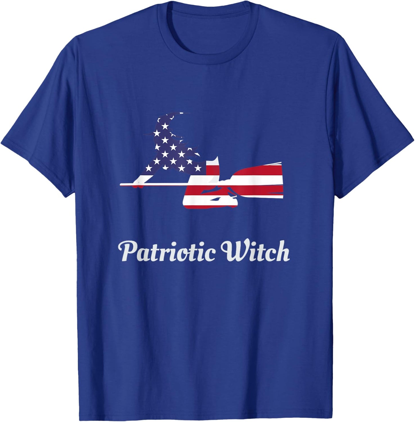 Halloween Patriotic Witch T Shirt - USA American Flag Women Kids Men T-Shirt - T-Shirt | Royal
