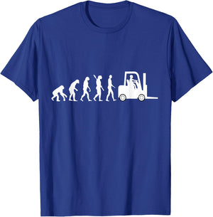 Forklift Driver Fork Hoist Evolution Warehouse Worker T-Shirt - T-Shirt | Royal