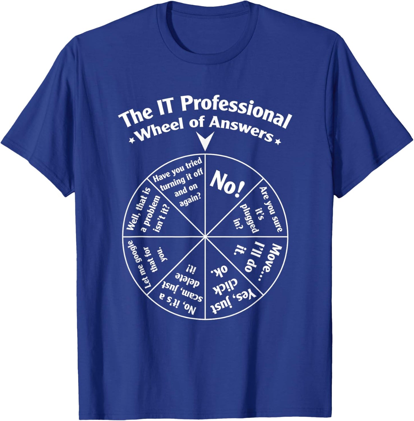 The IT Professional Wheel of Answers T-Shirt - T-Shirt | Royal