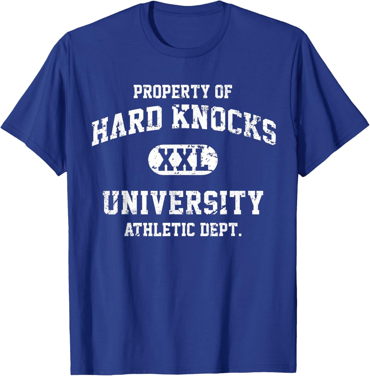 Proper T Hard Knocks University Funny - Black, , Short Sleeve, Classic Fit, XXL T-Shirt - T-Shirt | Royal