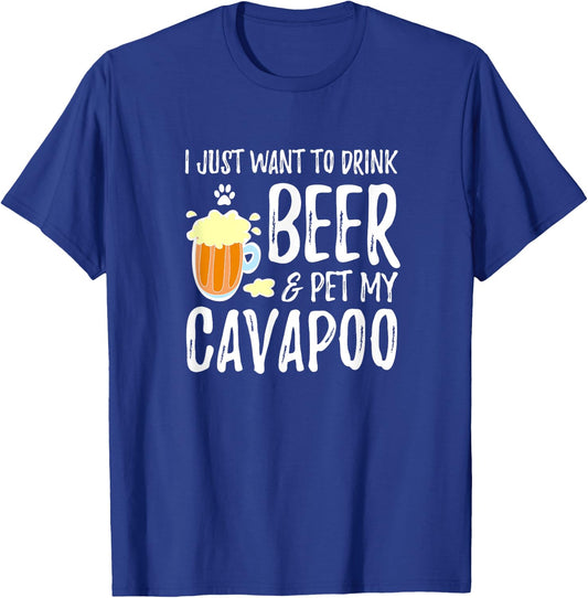 Beer and Cavapoo Shirt Funny Dog Mom or Dog Dad Gift T-Shirt - T-Shirt | Royal