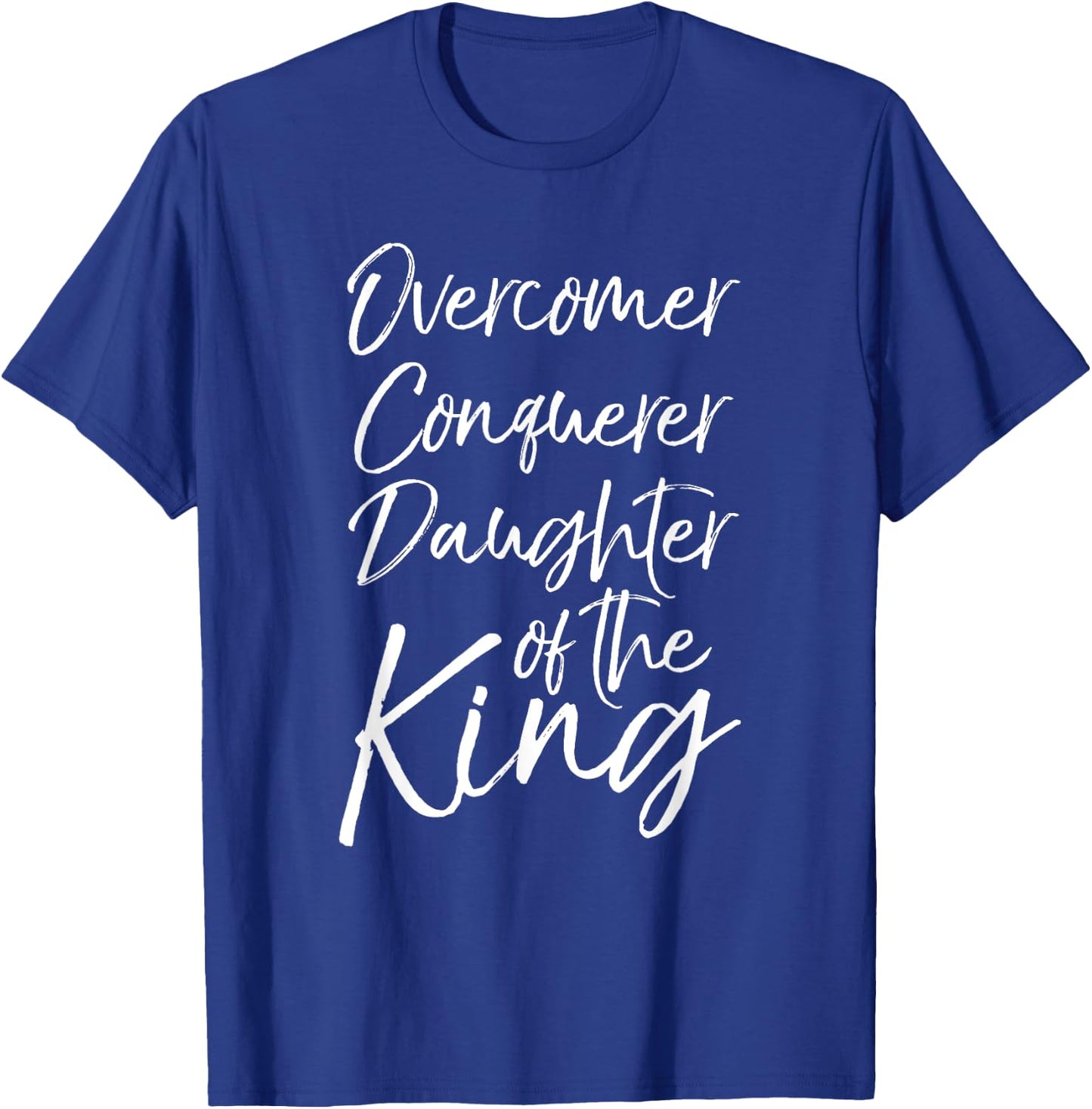 P37 Design Studio Jesus Shirts Cute Christian Women's Black Small Modern Crew Collar Short Sleeve Classic Fit Daughter of the King Overcomer Conquerer T-Shirt - T-Shirt | Royal