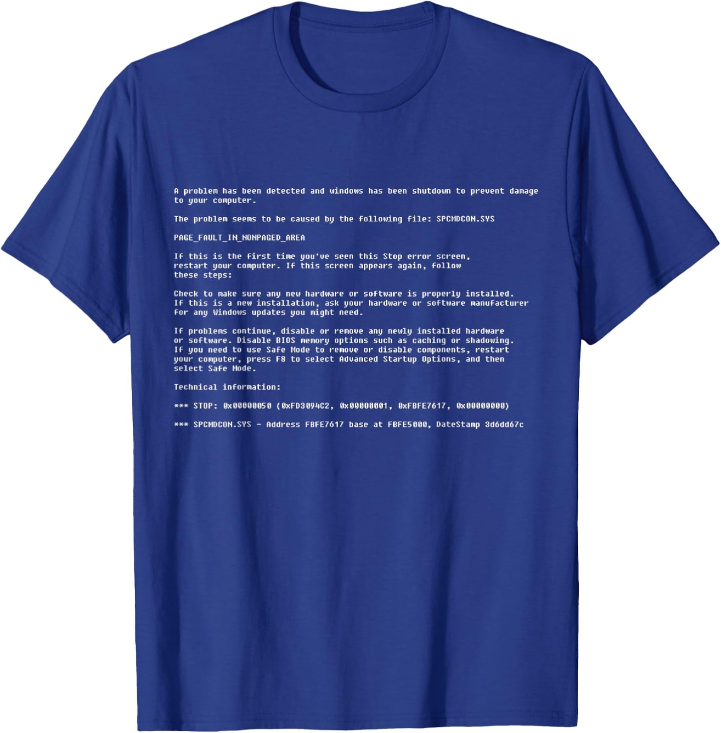 Blue Screen of Death - Funny Computer Bluescreen T-Shirt - T-Shirt | Royal