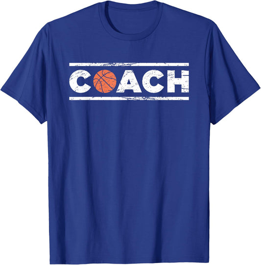 Distressed Basketball Coach T-Shirt - T-Shirt | Royal