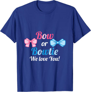 Baby Gender Reveal Party Bow or Bowtie We love you T-Shirt - T-Shirt | Royal