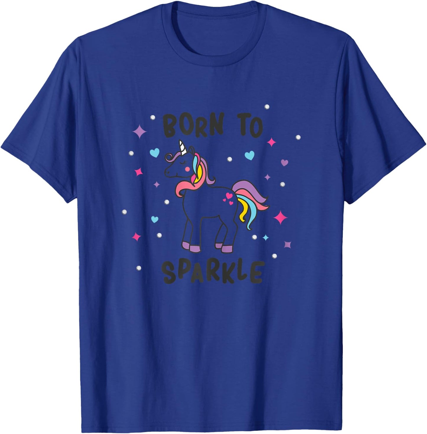 Born To Sparkle Unicorn Cute Girl's T-Shirt - T-Shirt | Royal