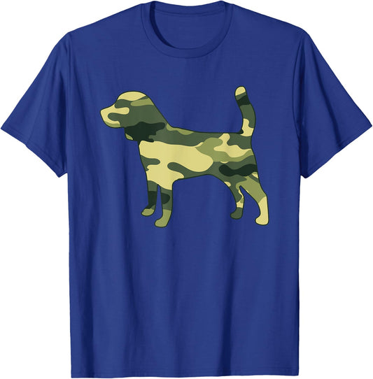 Military Beagle Camo Men Print US Puppy Dog Pet Veteran Gift T-Shirt - T-Shirt | Royal