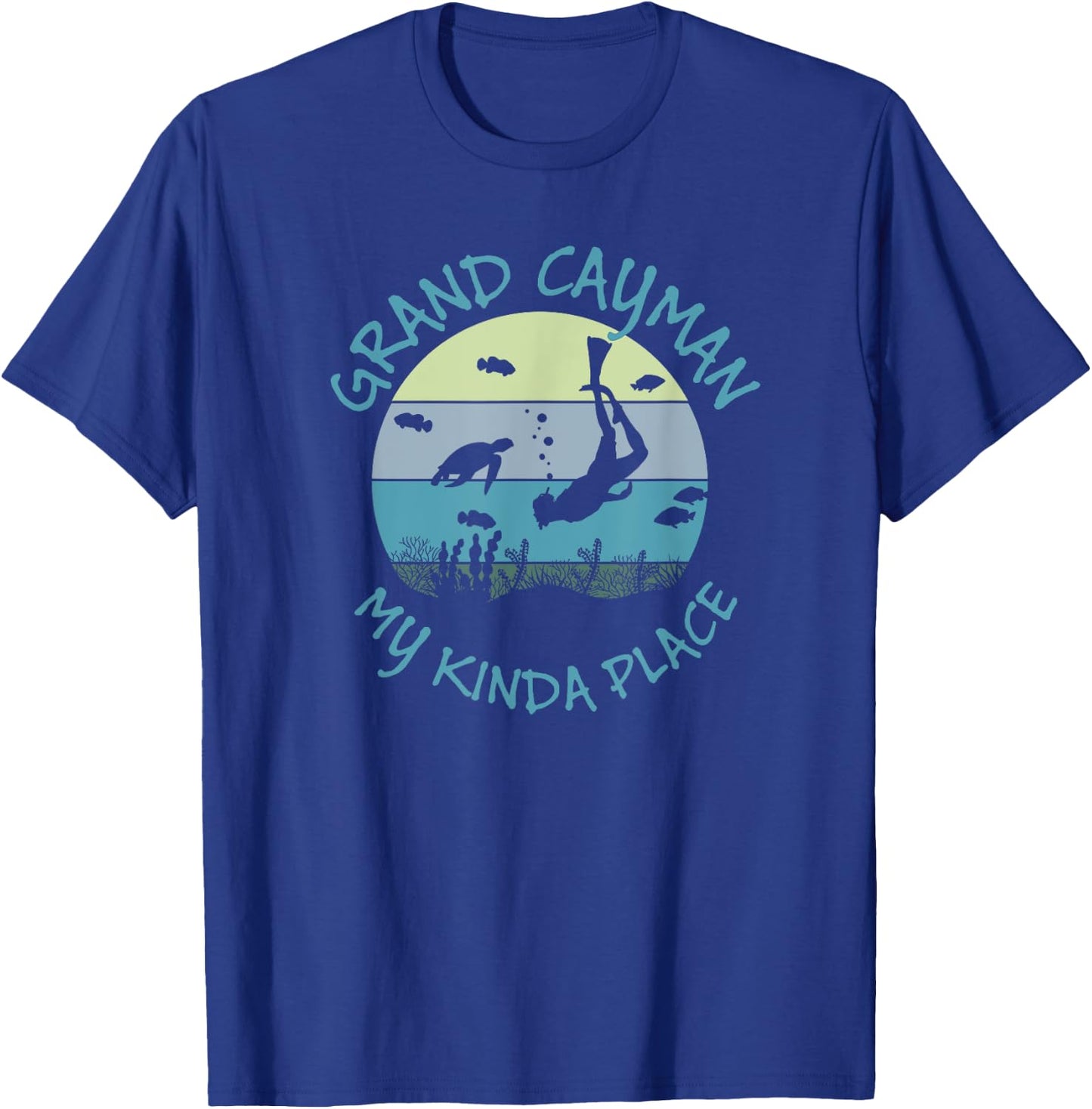 Grand Cayman Vintage Summer Vacation Diving And Scuba Gift T-Shirt - T-Shirt | Royal