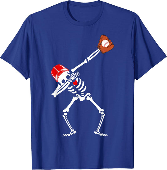 Dabbing Skeleton Baseball Halloween Boys Kids Men Funny T-Shirt - T-Shirt | Royal