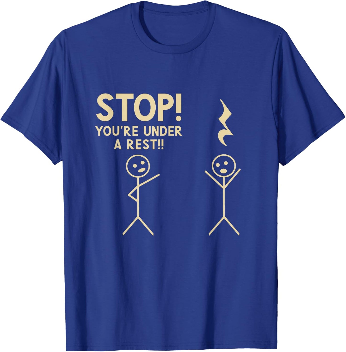 StrikeAChordClothing Co. Stop You're Under Arrest Funny Music Notation Theory Joke - Black, Small T-Shirt - T-Shirt | Royal