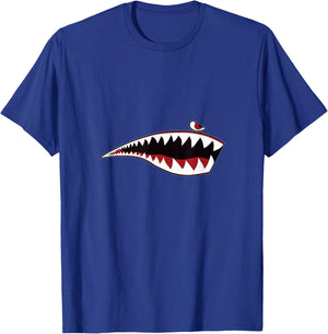 Shark Teeth Nose Art WWII Military Plane Aircraft P-40 WW2 T-Shirt - T-Shirt | Royal