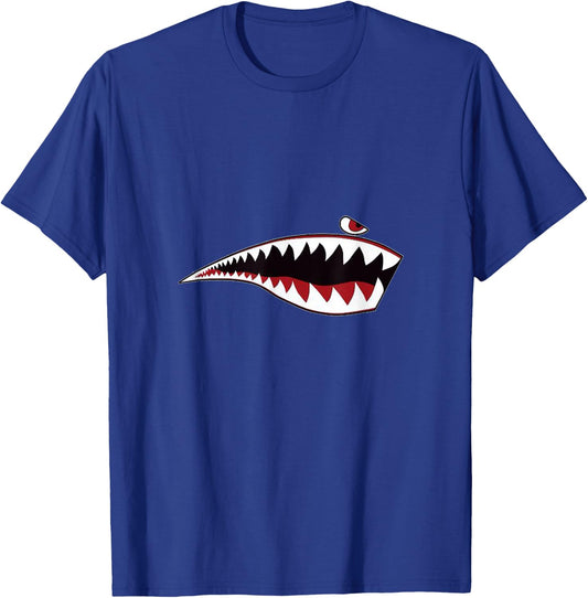 Shark Teeth Nose Art WWII Military Plane Aircraft P-40 WW2 T-Shirt - T-Shirt | Royal